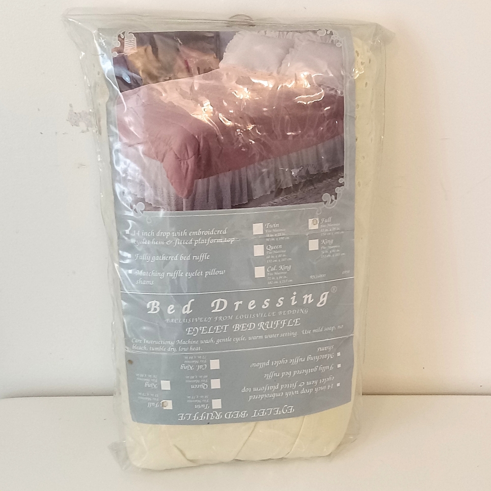 Vtg Louisville Bedding Beige Eyelet Bed Ruffle FULL S1ZE New In Package